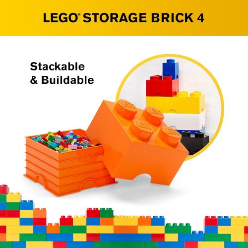  LEGO Storage Brick 4  Stackable, Large Capacity Organizer for LEGO Building Blocks, Minifigures, and Other Toys |Space Saving Container - For Ages 3+, 4  Stud, Bright Orange