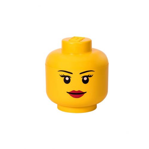  LEGO Storage Head, Large, Girl, 9-1/2 x 9-1/2 x 10-3/4 Inches, Yellow