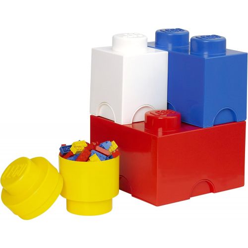  LEGO Storage Brick Multi Pack (4 Piece), Bright Red/Bright Blue/Bright Yellow/White