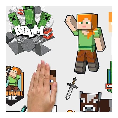  RoomMates RMK5366SCS Minecraft Characters Peel and Stick Wall Decals, Multi
