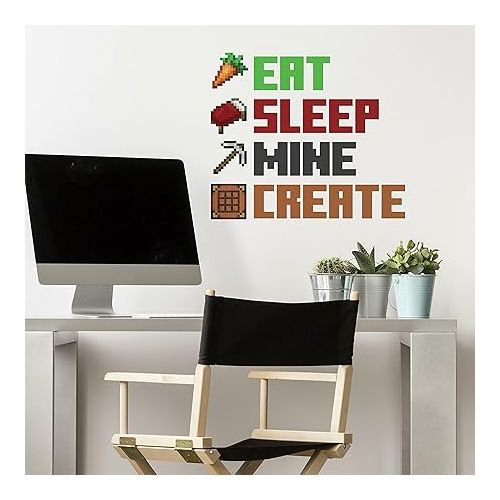  RoomMates RMK5007SCS Minecraft Eat Sleep Mine Create Quote Peel and Stick Wall Decal