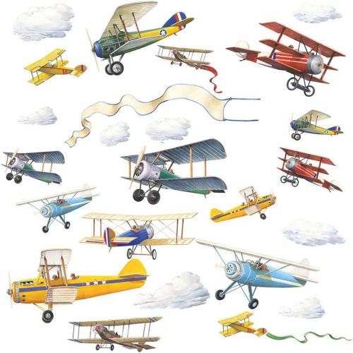  RoomMates Vintage Planes Peel and Stick Wall Decals - RMK1197SCS