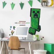 RoomMates RMK5360GM Minecraft Creeper Giant Peel and Stick Wall Decals, Green, Black, Brown, red, Orange