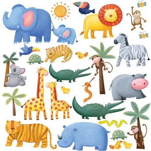  RoomMates RMK1136SCS Jungle Adventure Peel & Stick Wall Decals, Multi