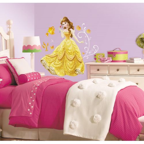  RoomMates RMK2551GM Disney Princess Beauty and the Beast Belle Peel and Stick Giant Wall Decals with Glitter