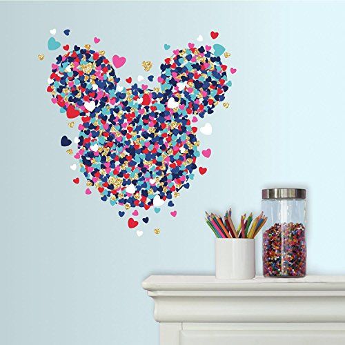  RoomMates RMK3593GM Disney Minnie Mouse Heart Confetti Peel and Stick Giant Wall Decals With Glitter