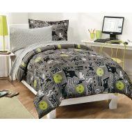 RoomMates My Room Extreme Skateboarding Boys Comforter Set With 180Tc Sheets, Gray, Twin