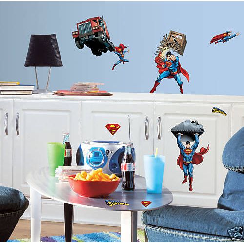  Roommates Superman Wall Decor 2 Borders Appliques & Large Mural!