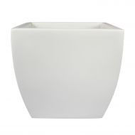 Root and Stock Pacifica Square Curved Fiberglass Planter, White, 12 Inch