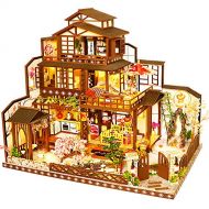 Roroom Rohouse Doll House Miniature Furniture, DIY 3D Wooden Doll House kit Japanese Villa Style Plus dust Cover and Music Mobile, 1:24 Ratio Creative Room Creative Childrens Best Gift Fr