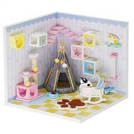 Roroom Dollhouse Miniature with Furniture,DIY 3D Wooden Doll House Kit A corner of a Small Apartment Style Plus with Dust Cover and LED,1:24 Scale Creative Room Idea Best Gift for Childre