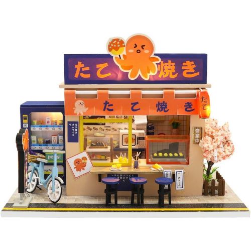  Roroom Dollhouse Miniature with Furniture, DIY Wooden Doll House Kit Japanese-Style Plus Dust Cover and Music Movement , 1:24 Scale Creative Room Idea Best Gift for Children Friend Lover（