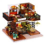 Roroom DIY Miniature and Furniture Dollhouse Kit,Mini 3D Wooden Doll House Craft Model with Dust Proof Cover and Music Movement,Creative Room Idea for Valentines Day Birthday Gift（