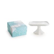 Rosanna Les Desserts Milk Glass, Square Pedestal