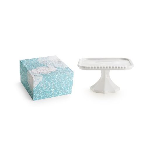  Rosanna Les Desserts Milk Glass, Square Pedestal