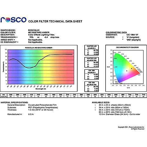  Rosco Roscolux #02 Filter - Bastard Amber - 20x24