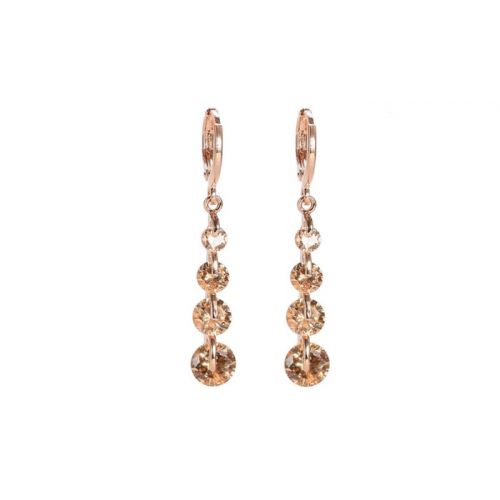  Rose Gold plated 6 Colors CZ stone Pierced Dangle Drop Earrings