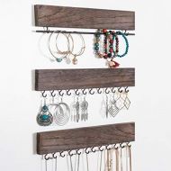 [아마존 핫딜] Rose Home Fashion Rustic Jewelry Organizers, Necklace Holder, Wall Mounted Storage Rack, Wood & Metal Jewelry Organizers,Bracelets Hook Racks,Earring Bar,Hanging Jewelry Organizer Display Home Decor