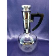 /RoseArborVintage Glass and Silver Coffee Carafe Midcentury glass carafe, decanter large blown glass coffee pot with stopper top