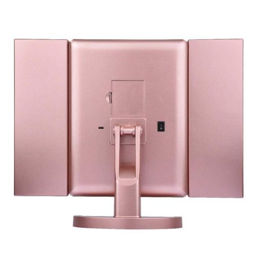  RoseSummer 22 Light Makeup Mirror Table Desktop Makeup LED Touch Screen 1X/2X/3X/10X Magnifying Mirrors Vanity 3 Folding Adjustable Mirror (Rose Gold)