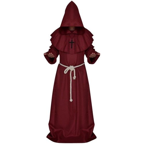  Rosemary Medieval Monk Robe Cosplay Halloween Hooded Cape Costume Cloak
