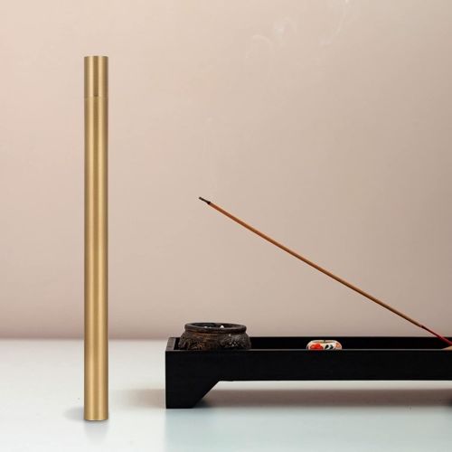  인센스스틱 rosenice Incense Holder Copper Practical Incense Tube Incense Stick Burner Fragrant Stick Container Tea Storage Barrel for Meditation Yoga Room Home Decor Golden S