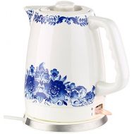 Rosenstein & Soehne Teekanne: Keramik-Wasserkocher WSK-280.rtr mit blauem Blumen-Motiv, 2 l, 1.500 W (Wasserkocher Teekanne)