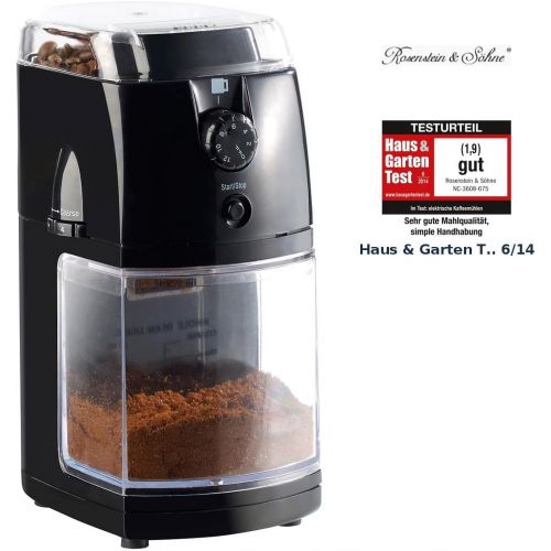 Rosenstein & Soehne Kaffeemahlwerk: Elektrische Kaffeemuehle mit hochwertigem Scheibenmahlwerk (Espressomuehlen)