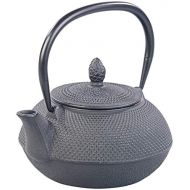 Rosenstein & Soehne Teekanne Japan: Asiatische Teekanne aus Gusseisen mit Edelstahl-Sieb, 0,9 l, schwarz (Gussteekannen)