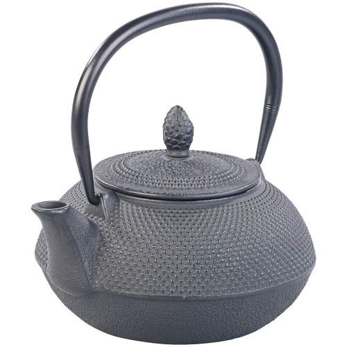  Rosenstein & Soehne Teekanne Japan: Asiatische Teekanne aus Gusseisen mit Edelstahl-Sieb, 0,9 l, schwarz (Gussteekannen)