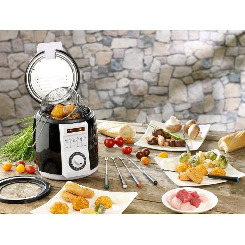  Rosenstein & Soehne Compact Table Top Fryer with Fondue Set, 0.9Litre, 840Watt