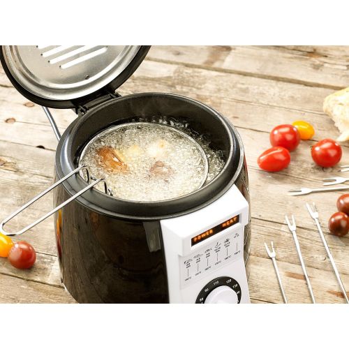  Rosenstein & Soehne Compact Table Top Fryer with Fondue Set, 0.9Litre, 840Watt