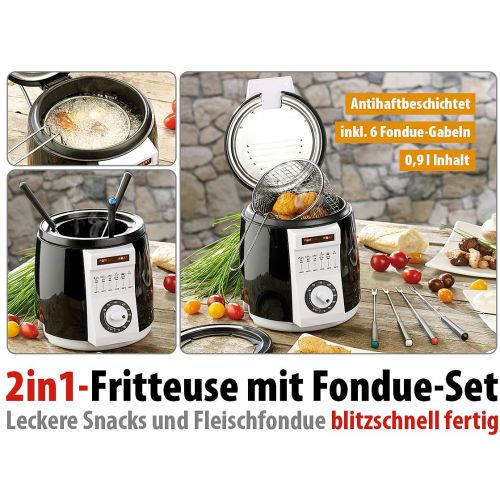  Rosenstein & Soehne Compact Table Top Fryer with Fondue Set, 0.9Litre, 840Watt