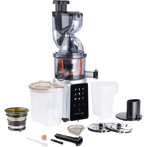  Rosenstein & Soehne Gemuesehobel: 3in1-Slow-Juicer & Entsafter mit Gemuese-Reibe & Eis-Aufsatz, 200 Watt (Multireibe)