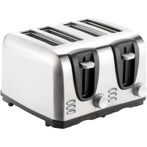  Rosenstein & Soehne Brot-Toaster: Edelstahl-Toaster fuer 4 Scheiben, 1300 W (Design-Toaster)