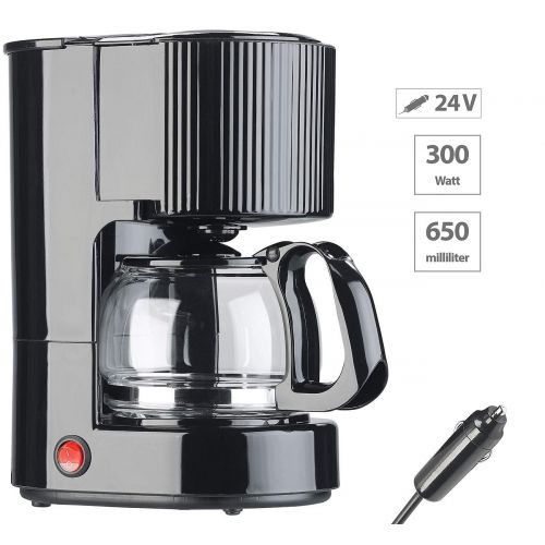  Rosenstein & Soehne Kfz Kaffeemaschine: LKW-Filterkaffee-Maschine, bis zu 3 Tassen, 650 ml, 24 Volt, 300 Watt (Reise-Kaffeemaschine)