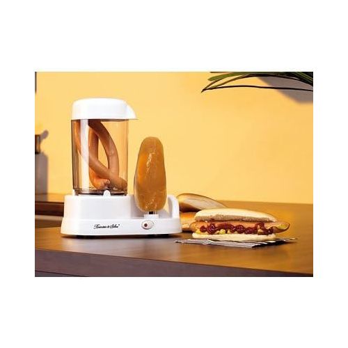  Rosenstein & Soehne Hot Dog Maschine: Hotdog-Maker mit beheizbarer Stange aus rostfreiem Edelstahl, 350 Watt (Wuerstchenwarmer)