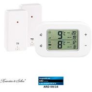 [아마존베스트]Rosenstein & Soehne Thermometer Kuehlschrank: Digitales Kuehl- & Gefrierschrank-Thermometer, 2 Funk-Sensoren, weiss (Gefrierschrankthermometer)