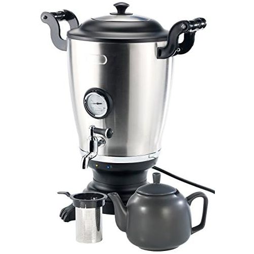  [아마존베스트]Rosenstein & Soehne Samovar Modern: Stainless Steel Samowar with Ceramic Teapot, 2300 Watt, 3.3 and 0.5 Litres (Semaver)