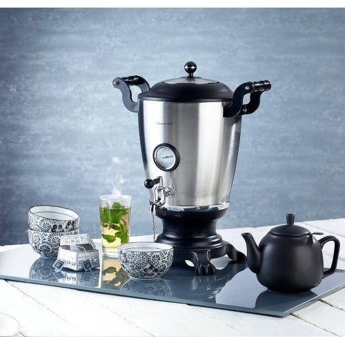  [아마존베스트]Rosenstein & Soehne Samovar Modern: Stainless Steel Samowar with Ceramic Teapot, 2300 Watt, 3.3 and 0.5 Litres (Semaver)