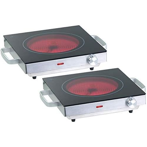  [아마존베스트]Rosenstein & Soehne Hob: mobile glass ceramic hob with infrared heat, 2,000 watts, set of 2 (ceramic hob).