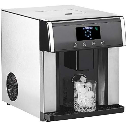  [아마존베스트]Rosenstein & Soehne Icemaker Ice Cube Machine & Water Dispenser V2 with XL Display, Stainless Steel Housing (Ice Water Dispenser)