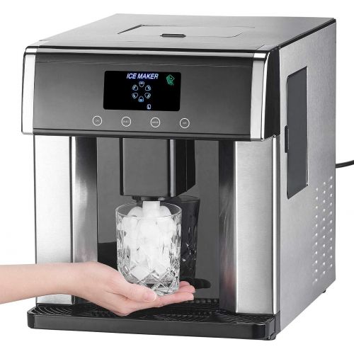  [아마존베스트]Rosenstein & Soehne Icemaker Ice Cube Machine & Water Dispenser V2 with XL Display, Stainless Steel Housing (Ice Water Dispenser)