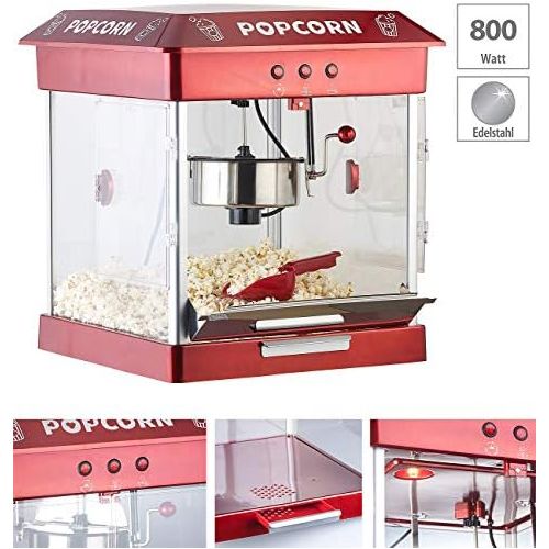  [아마존베스트]Rosenstein & Soehne Popcorn Maker: Professional Gastro Popcorn Machine with Stainless Steel Kettle, 800 Watts (Popcorn Machine)