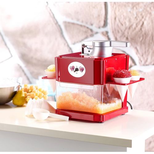  [아마존베스트]Rosenstein & Soehne Shaved Ice Machine: Shaved Ice Maker with 4 Plastic Ice Cream Cups, 4 Serving Holders, 90 Watt (Slush Machine)