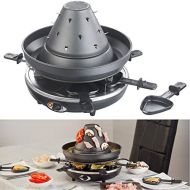 Rosenstein & Soehne Tartar Hat: Electric 3 in 1 Tatar Hat & Raclette Grill with Fondue Gutter, for 6 (Husar Hat Grill)