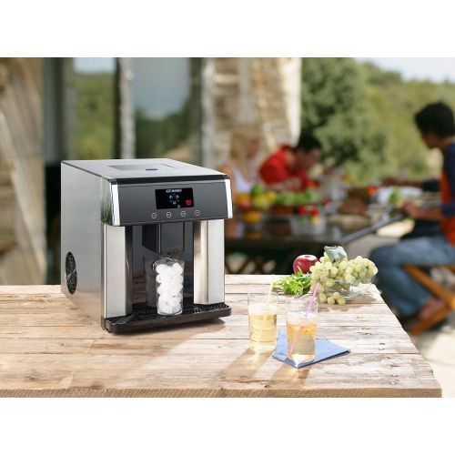  [아마존베스트]Rosenstein & Soehne Ice cube maker: ice cube machine and water dispenser V2 with XL display, stainless steel housing (Icemaker)