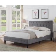 Rosevera Alfonso Diamond Upholstered Platform Bed, Queen, Grey