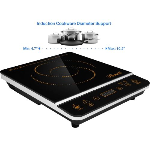  [아마존베스트]Rosewill 1800 Watt Induction Cooker Cooktop , Included 10 3.5 Qt 18-8 Stainless Steel Pot, Gold, RHAI-16001