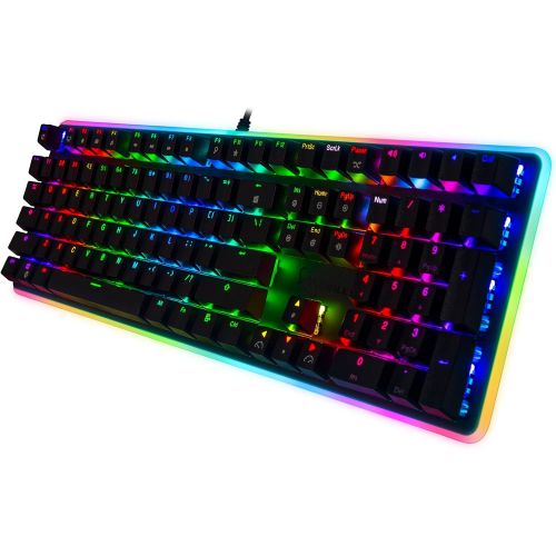  Rosewill Mechanical Gaming Keyboard, RGB LED Glow Backlit Computer Mechanical Switch Keyboard for PC, Laptop, Mac, Software Customizable - Professional Gaming Brown Mechanical Swit